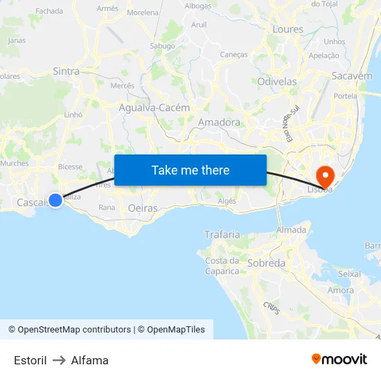 Estoril to Alfama map