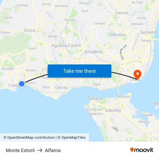 Monte Estoril to Alfama map