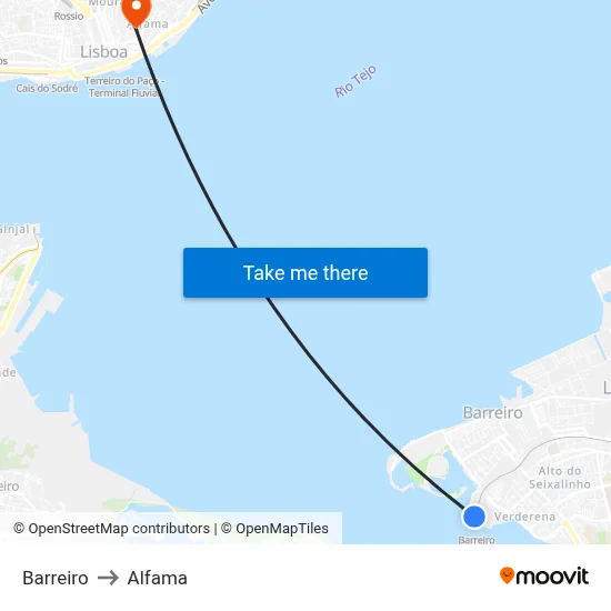 Barreiro to Alfama map