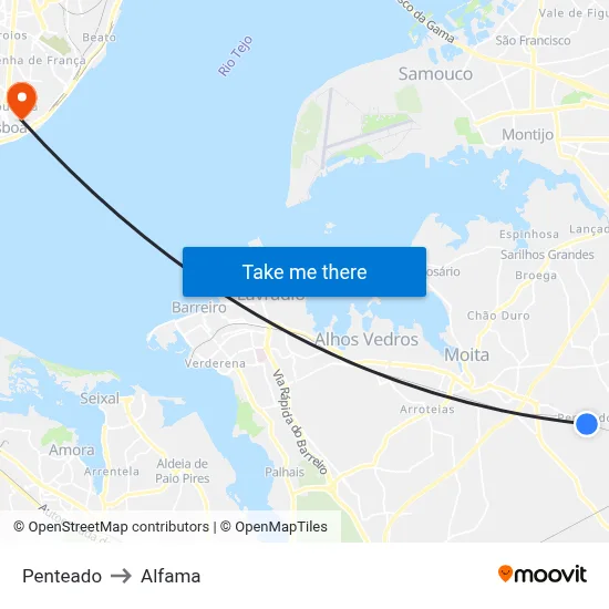 Penteado to Alfama map
