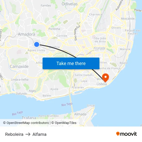Reboleira to Alfama map