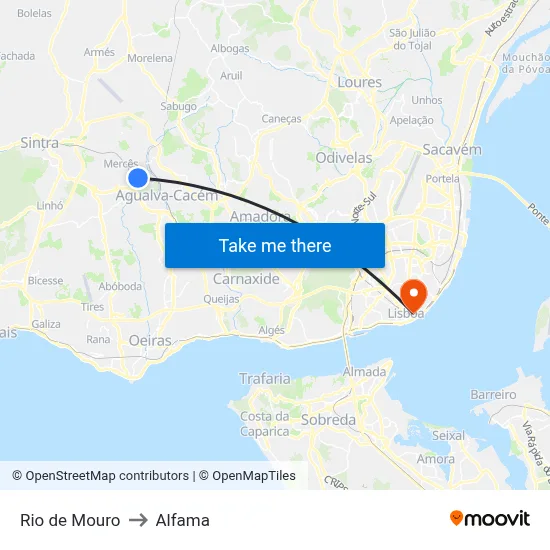 Rio de Mouro to Alfama map