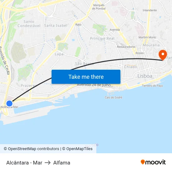 Alcântara - Mar to Alfama map