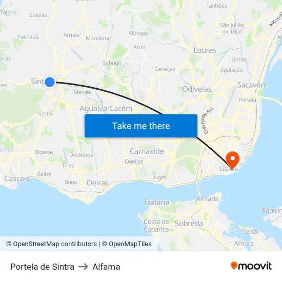 Portela de Sintra to Alfama map