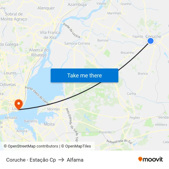 Coruche - Estação Cp to Alfama map