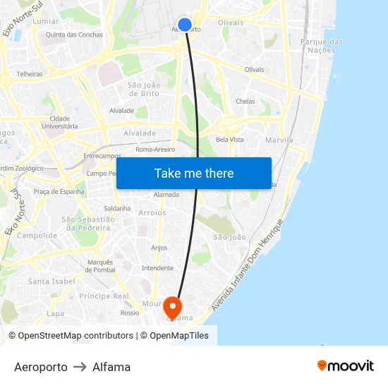 Aeroporto to Alfama map
