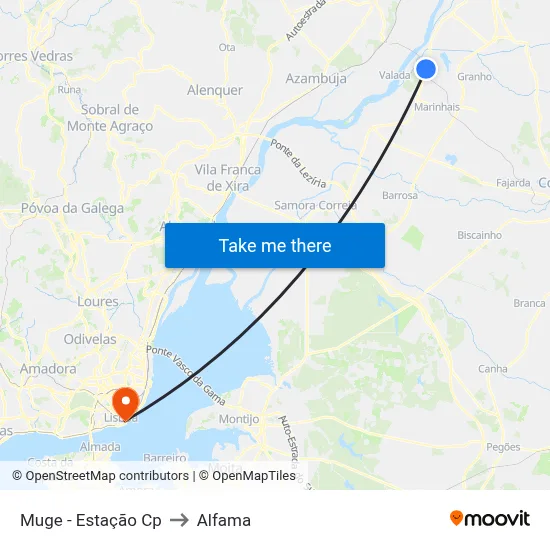 Muge - Estação Cp to Alfama map