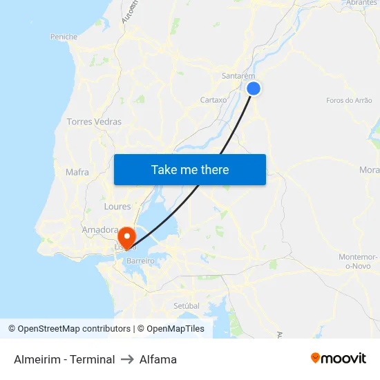 Almeirim - Terminal to Alfama map