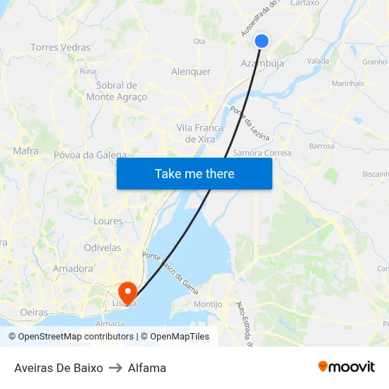 Aveiras De Baixo to Alfama map