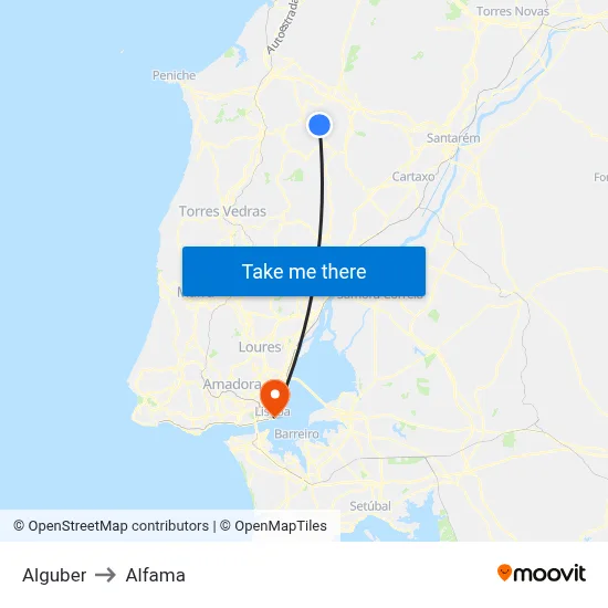Alguber to Alfama map