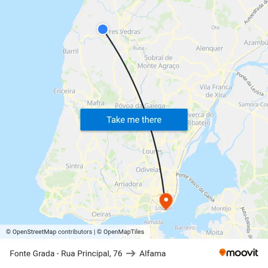 Fonte Grada - Rua Principal, 76 to Alfama map