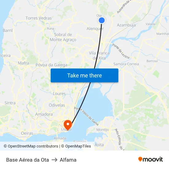 Base Aérea da Ota to Alfama map