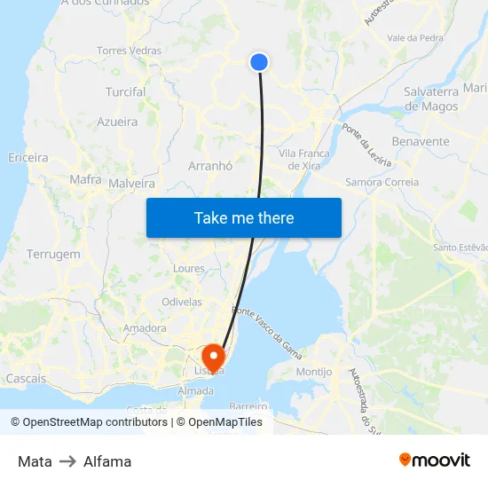 Mata to Alfama map