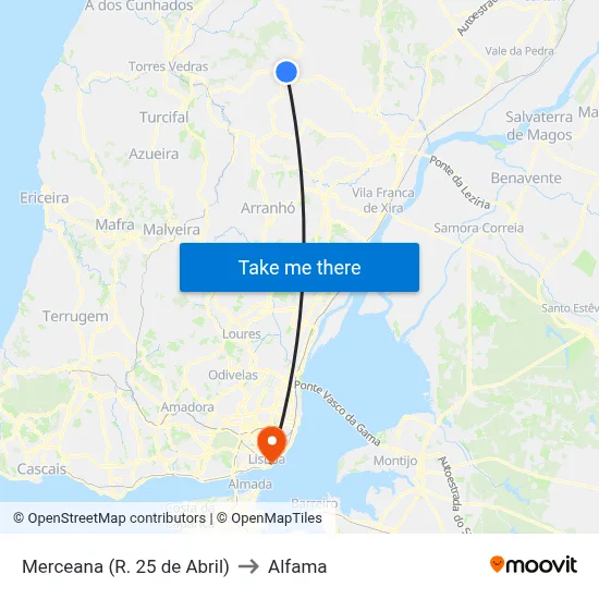Merceana (R. 25 de Abril) to Alfama map