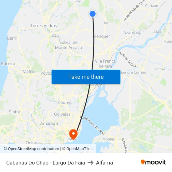 Cabanas Do Chão - Largo Da Faia to Alfama map