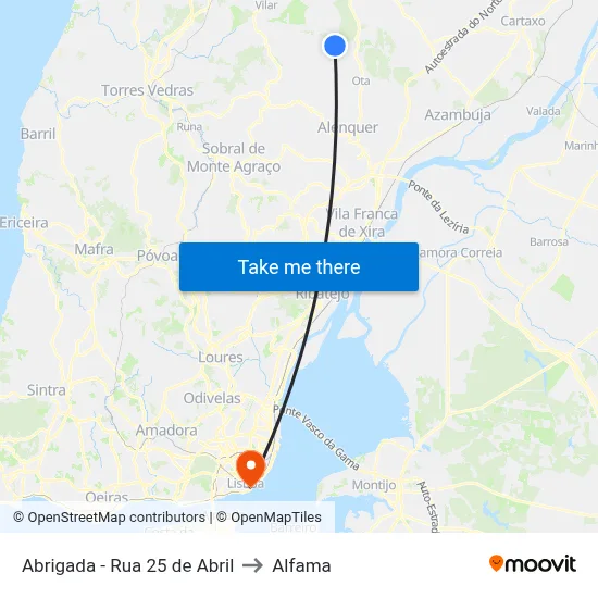 Abrigada - Rua 25 de Abril to Alfama map