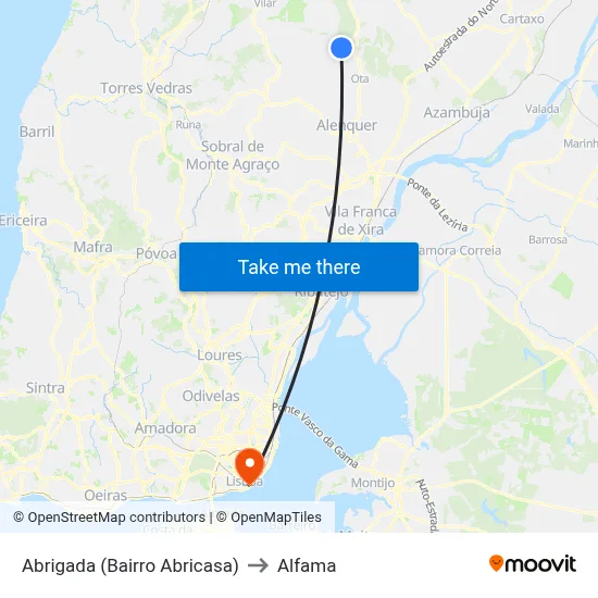 Abrigada (Bairro Abricasa) to Alfama map
