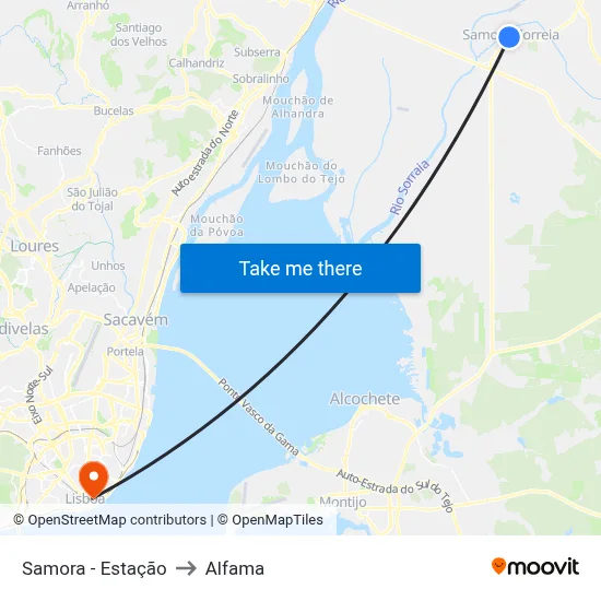 Samora - Estação to Alfama map