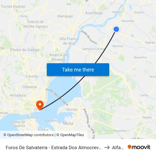 Foros De Salvaterra - Estrada Dos Almocreves Nº467 to Alfama map