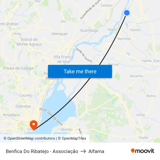 Benfica Do Ribatejo - Associação to Alfama map