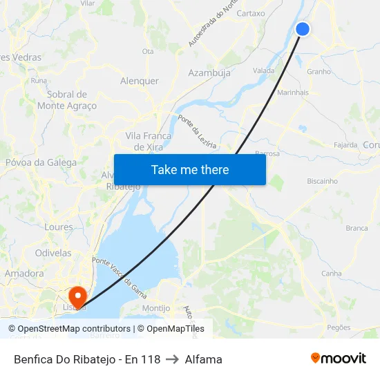 Benfica Do Ribatejo - En 118 to Alfama map