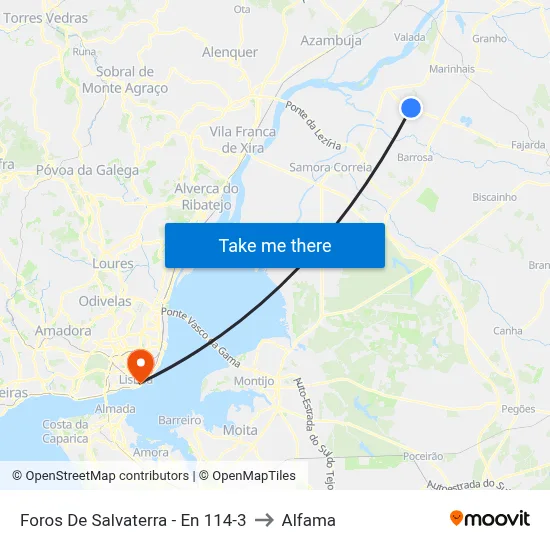 Foros De Salvaterra - En 114-3 to Alfama map