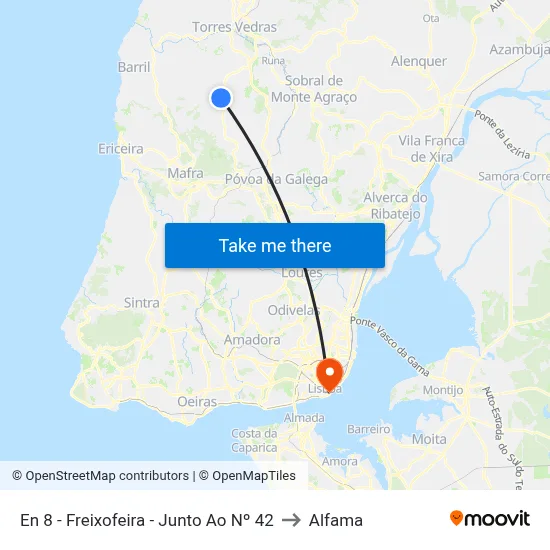 En 8 - Freixofeira - Junto Ao Nº 42 to Alfama map