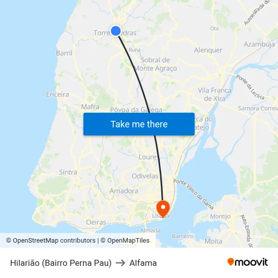 Hilarião (Bairro Perna Pau) to Alfama map