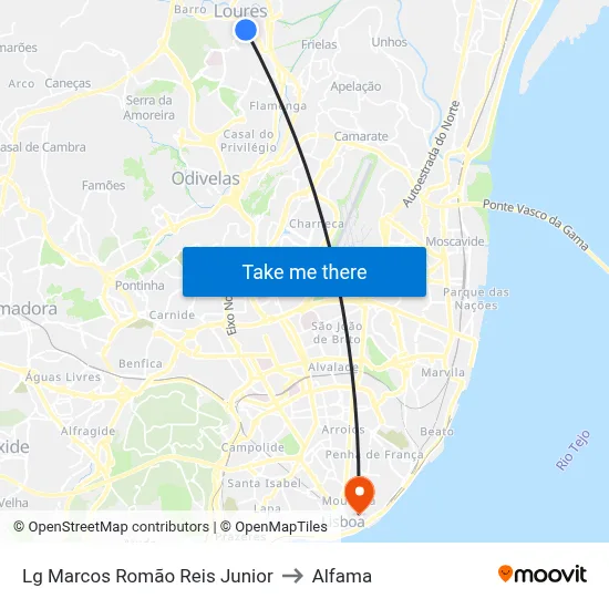 Lg Marcos Romão Reis Junior to Alfama map