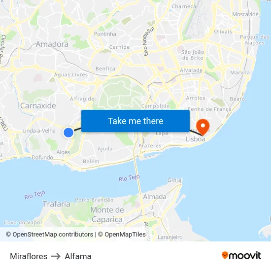 Miraflores to Alfama map