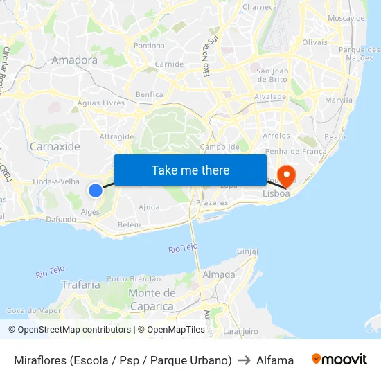 Miraflores (Escola / Psp / Parque Urbano) to Alfama map