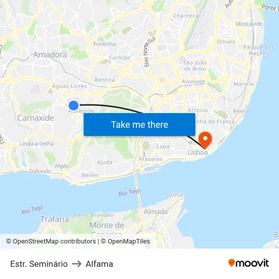 Estr. Seminário to Alfama map