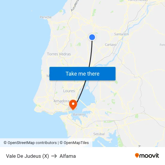 Vale De Judeus (X) to Alfama map