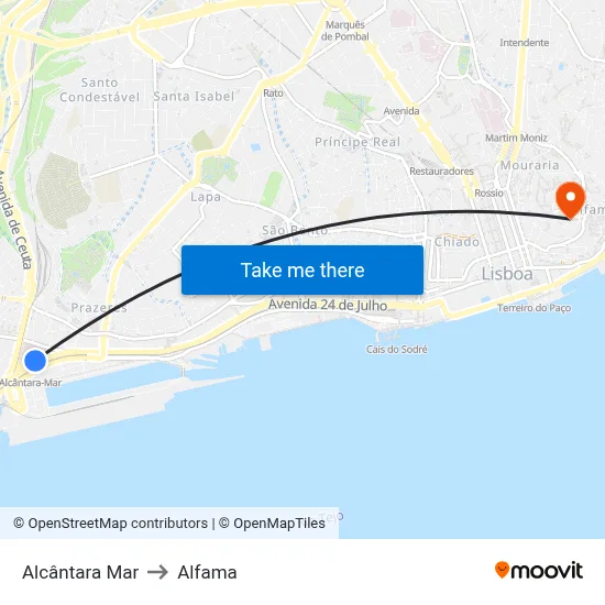 Alcântara Mar to Alfama map