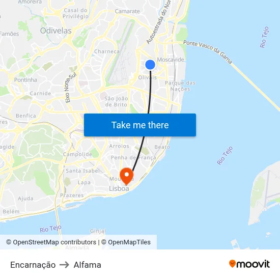 Encarnação to Alfama map