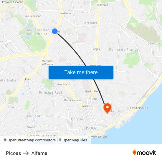Picoas to Alfama map