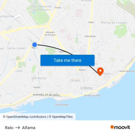 Rato to Alfama map