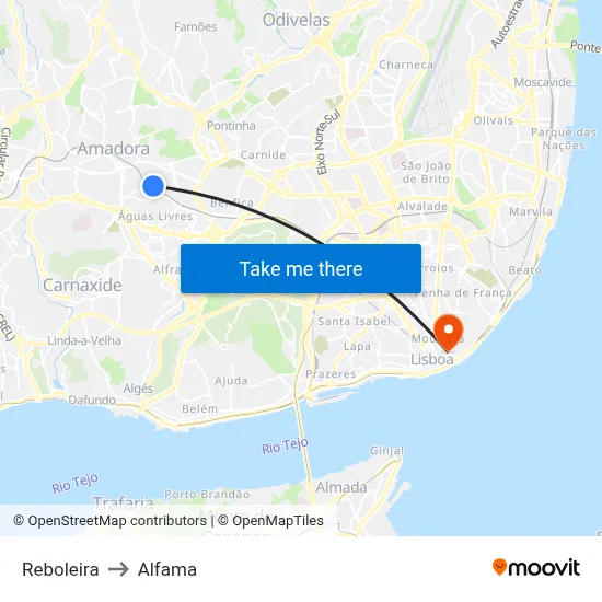 Reboleira to Alfama map