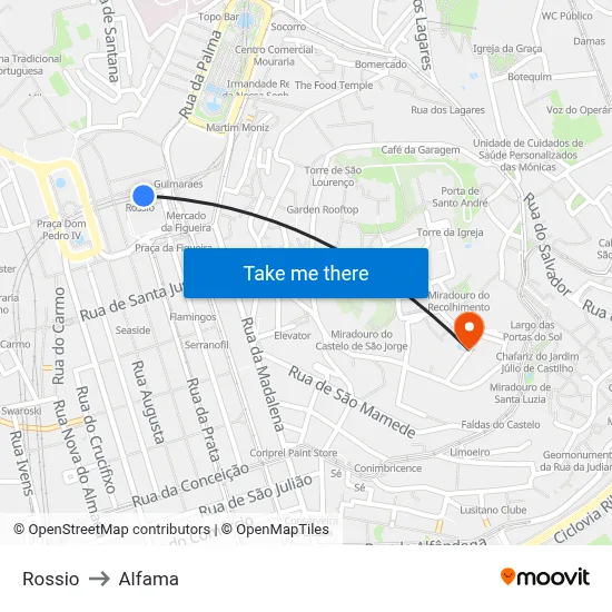 Rossio to Alfama map