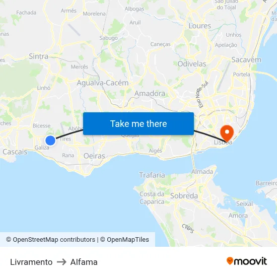Livramento to Alfama map