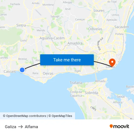 Galiza to Alfama map