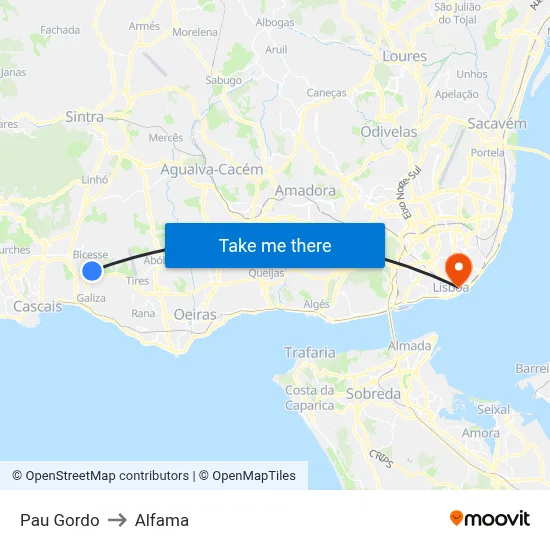 Pau Gordo to Alfama map