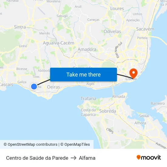 Centro de Saúde da Parede to Alfama map