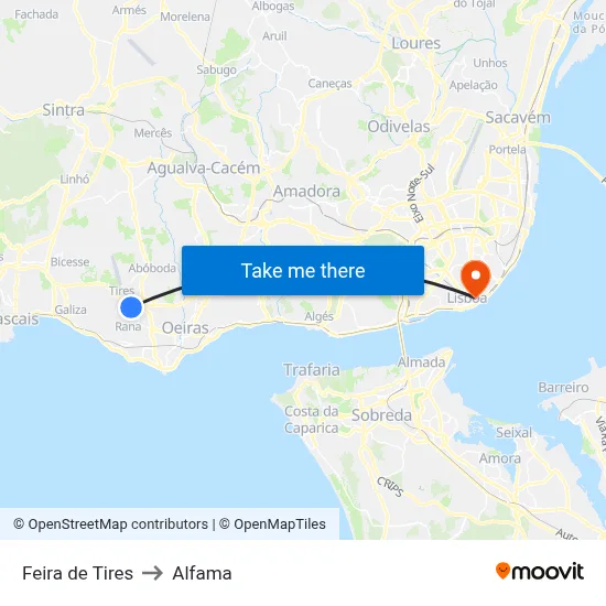 Feira de Tires to Alfama map