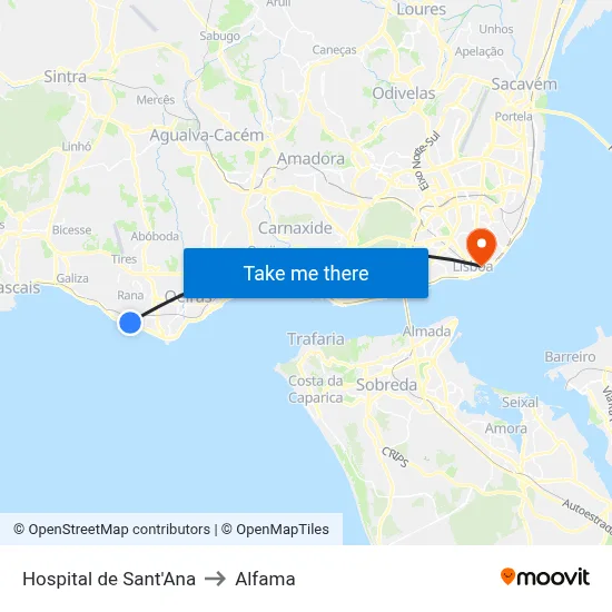 Hospital de Sant'Ana to Alfama map