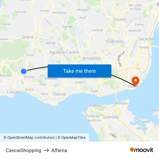 CascaiShopping to Alfama map