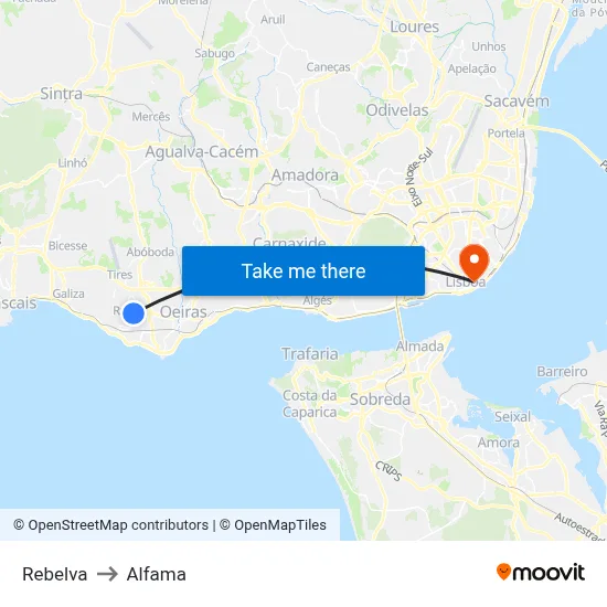 Rebelva to Alfama map