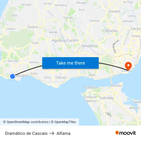 Dramático de Cascais to Alfama map