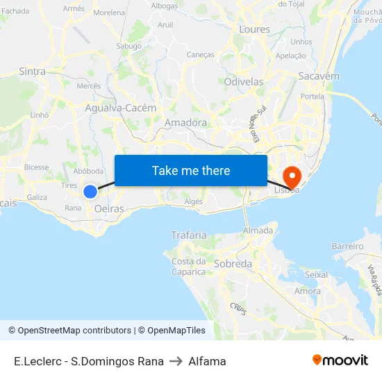 E.Leclerc - S.Domingos Rana to Alfama map