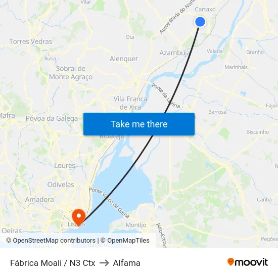 Fábrica Moali / N3 Ctx to Alfama map